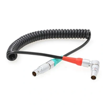 Image of HangTon Coiled Timecode Cable Right Angle 5 Pin to Straight for ARRI Alexa Mini Camera