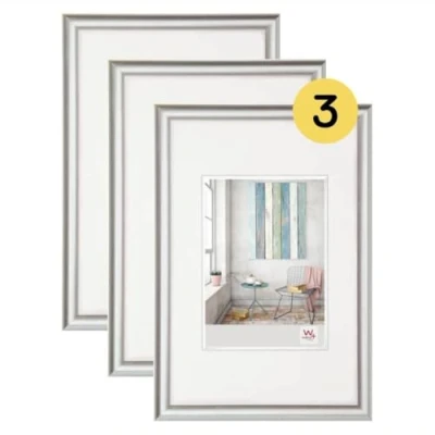 Image of walther Design Picture Frame Silver 30 x 40 cm 3 Pack, Trendstyle Plastic KP040S3