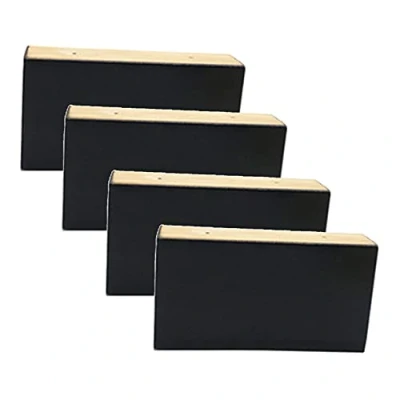 Image of Pack of 4 Pine Furniture Legs,Solid Wooden Sofa Feet,Modern Rectangle Table Leg,Wooden Replacement Armchair Feet,for Couch Bed Cabinet TV,Furniture Parts,Black (10cm)