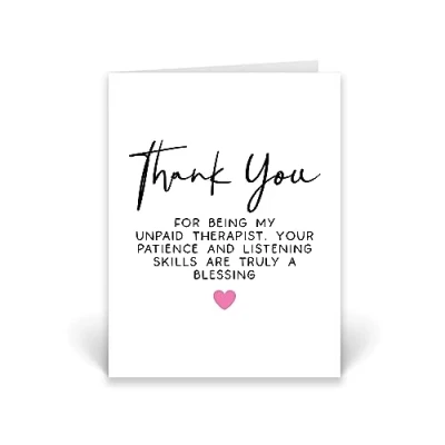 Image of Rib ticklerz Funny Cards Best Friend Thank You For Being My Unpaid Therapist Patience And listening Skills Are A Blessing Friendship Appreciation Gifts CD945