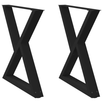 Image of vidaXL Dining Table Legs 2 pcs Black Steel 80x(72 73.3) cm Adjustable Foot Levellers, Modern Design, Easy Assembly