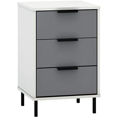 Image of Seconique Bedside, Engineered Wood, Grey/White Gloss, W 400mm x D 380mm H 620mm