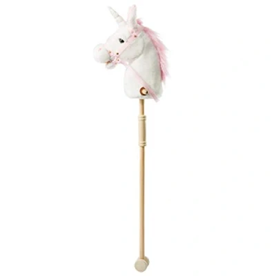 Image of iBonny 36 inch White Hobby Horse with Good Grip Handles and Wheels Unicorn Plush Toy