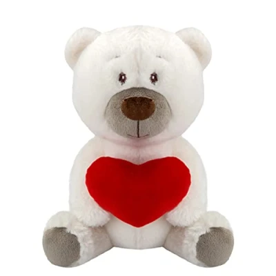 Image of VFM Bear Soft Toy Cream 27cm Polar Plush With Red Love Heart Luxury Cuddly