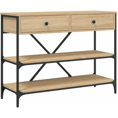 Image of vidaXL Console Table with Drawers and Shelves Sonoma Oak Engineered Wood