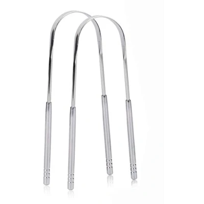 Image of A1SONIC®Tongue Scraper (2 Pack), Reduce Bad Breath (Medical Grade), Stainless Steel Tongue Cleaners, 100% BPA Free Metal Scrapers for Fresher in Seconds