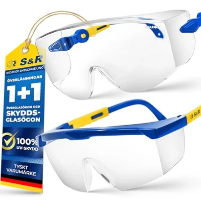Image of S&amp;R Safety Glasses (2 Pairs) ANSI Z87.1 &amp; EN 166 Certified, Anti UV Scratch Resistant Polycarbonate Lenses