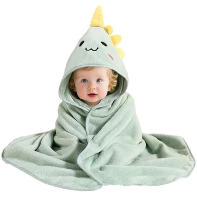 Image of XdealCozyxc Hooded Baby Towel, Ultra Soft Bath Towels Newborn with Hood for Boy and Girl (Green)