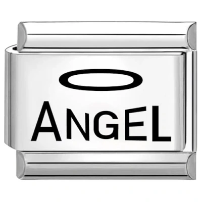 Image of Quiges 9mm Italian Style Charm Link Module Stainless Steel Laser Angel for Bracelets