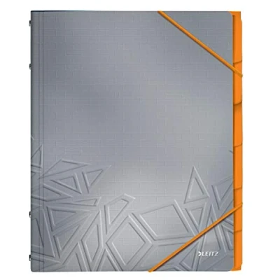 Image of Leitz A4 Divider Book, Holds Up to 200 Sheets, Integrated Index with 6 Compartments, Elastic Closure, Grey, Urban Chic Range, 39490088