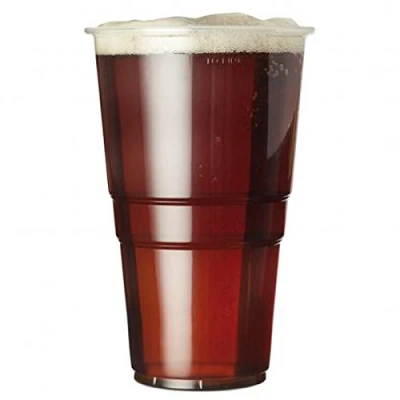 Image of drinkstuff Oversized Flexy Glass Pint Tumbler 21.5oz CE Lined at 20oz/Pint Set of 50 Plastic Beer Tumblers