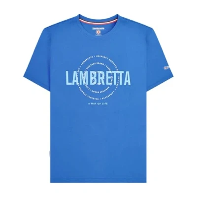Image of Lambretta Mens Target Text Crew Neck Short Sleeve T Shirt Tee Top M Dark Blue