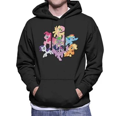 Image of My Little Pony The Ponies Together Men&#039;s Hooded Sweatshirt Black