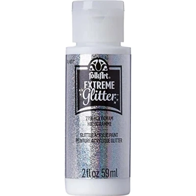 Image of Plaid FolkArt Extreme Glitter Acrylic Paint in Assorted Colors (2 Ounce), 2796, Hologram (XGLT 2796), 59.1 ml (Pack of 1)