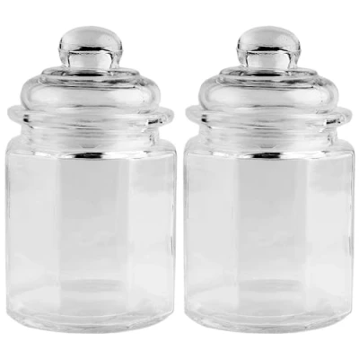 Image of Ideen mit Herz Glass Candy Jar Set of 2 Octagonal With Lid 8cm x 12.5cm Capacity: 230ml
