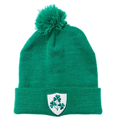 Image of Lansdowne Ireland Embroidered Shamrock Crest Green Bobble Hat