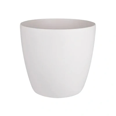 Image of Elho Brussels 35cm Round Plastic Indoor Plant Pot with Wheels White