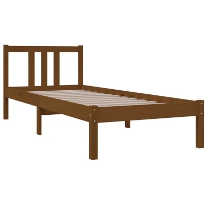 Image of vidaXL Bed Frame without Mattress Honey Brown Solid Wood 75x190 cm Small Single