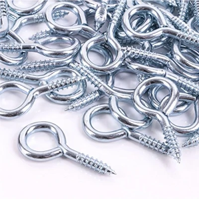 Image of Pack of 100 Metal 55mm Screw Eyes Heavy Duty Loop/Vine/Hoop/Frame Eye Hooks