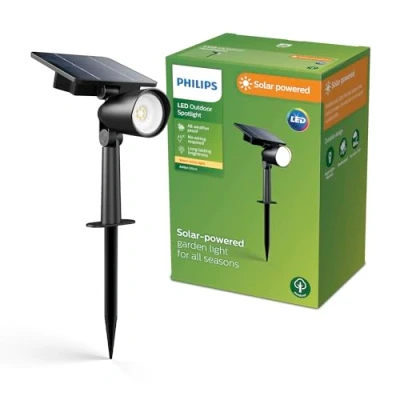 Image of Philips Ashlyn Outdoor Solar Spot/Wall Light, 2700 K, 150 lm, Black​