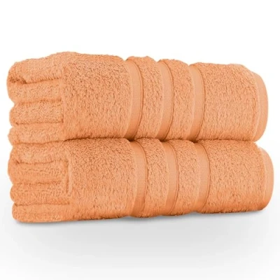 Image of GC GAVENO CAVAILIA Large Towels Bath Sheet 2 Pack 100% Egyptian Cotton Jumbo Highly Water Absorbent &amp; Quick Dry Extra Easycare Durable Peach