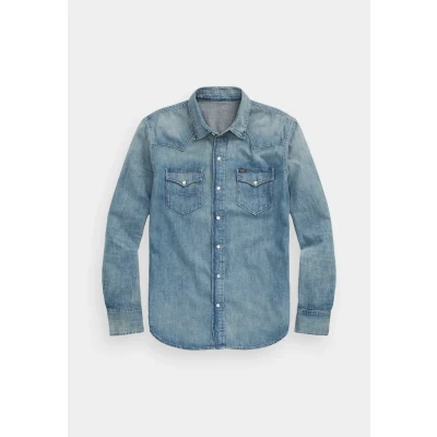 Image of Polo Ralph Lauren Classic FIT Western Shirt Shirt, Men&#039;s, Size: Small, Blue denim
