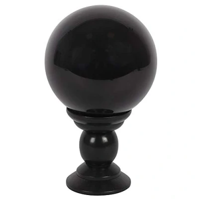 Image of Stunning Large Black Crystal Ball on Stand 22cm x 13cm (1 Pc.) Durable Glass &amp; MDF Material, Enchanted Unique Accent Piece Perfect for Home Decor