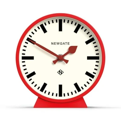 Image of NEWGATE® M Mantel Railway Silent Sweep Clock &#039;No Tick&#039; A Modern Mantelpiece Small Clocks Station Dial (Red)