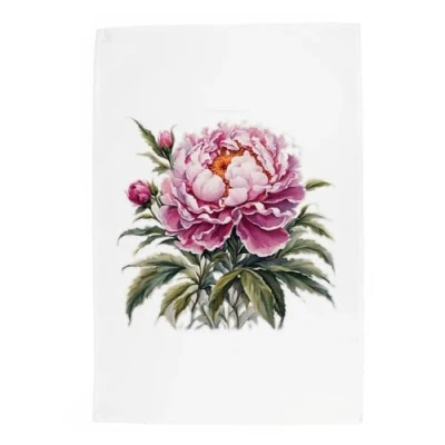 Image of Purely Home Floral Peonies Tea Towel Watercolour Garden Flowers Panama Cotton Kitchen Dish Towel/Drying Cloth 67cm x 45cm
