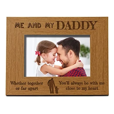 Image of ukgiftstoreonline Together Or Far Apart Dad Wooden Photo Frame Gift (4 x 6 Inch)