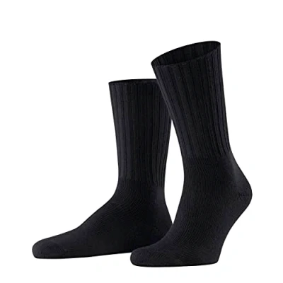 Image of FALKE Men&#039;s Nelson M SO Wool Plain 1 Pair Socks, Black (Black 3000), 5.5 8