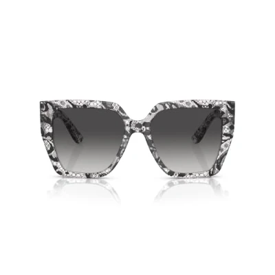 Image of Dolce &amp; Gabbana Woman DG4438 32878G Sunglasses Acetate Black Grey Squared Normal Shaded