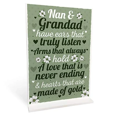 Image of RED OCEAN Grandparent Standing Plaque Birthday For Nan And Grandad Keepsake
