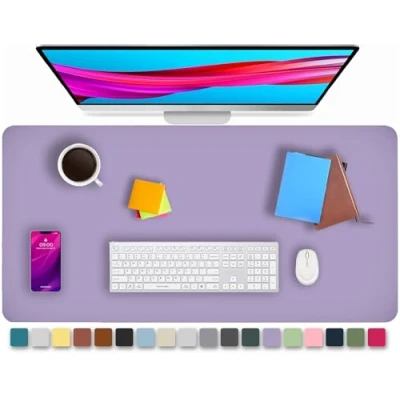 Image of KKTECH Leather Desk Pad, Non Slip, Mouse Premium Office Table Writing Mat for Laptop Writing, Waterproof (Lavendar, 80 x 40)