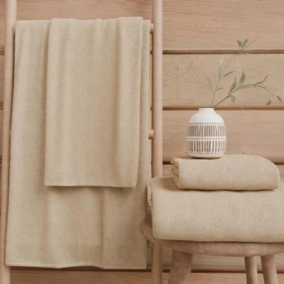 Image of PETTI Artigiani Italiani 100% Cotton Terry Bath Towels, 1+1 Towel Set, 2 Pieces 1 Face and Hand Towel, Beige Towels