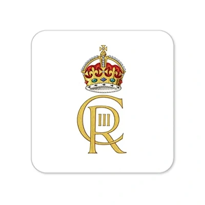 Image of Kings Coronation 2023 Official CR3 Square Coasters King Charles III Commemorative Souvenir Gift His Majesty The Royal Memorabilia Gifts
