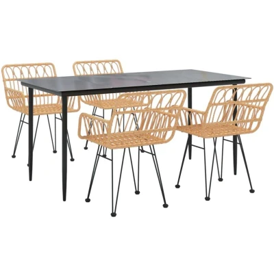 Image of vidaXL 5 Piece Garden Dining Set Poly Rattan