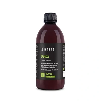 Image of Detox Cleanser &amp; Drainer, with Papaya, Horsetail, Dandelion, Artichoke, Mate Herb, Guarana, Matcha Tea and Prebiotics, 500 ml Fluid Retention Vegan, Non GMO, GMP Zenement