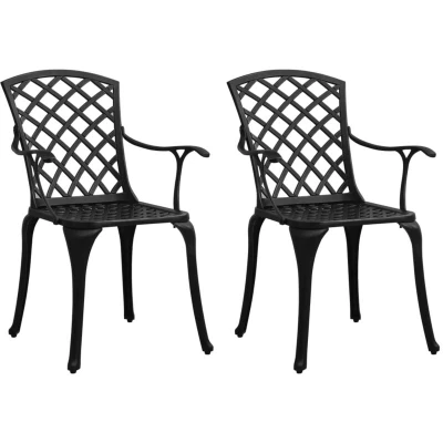 Image of vidaXL Garden Chairs 2 pcs Cast Aluminium Black