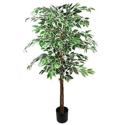 Image of Leaf Artificial Tree/Plant, 150cm Variegated Ficus