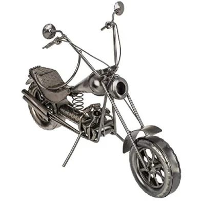 Image of OOTB Metal Bottle Holder, Motorcycle II, Approx. 32 x 22 cm, Ideal as Decoration and Gift Packaging, Multicoloured