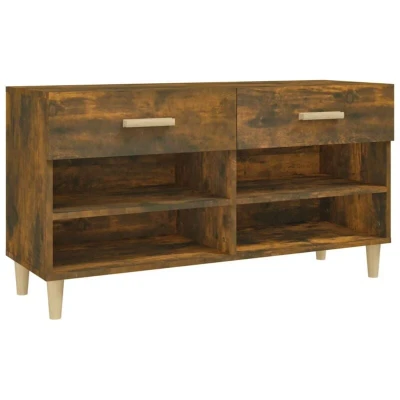Image of vidaXL Shoe Cabinet Smoked Oak 102x35x55 cm Engineered Wood