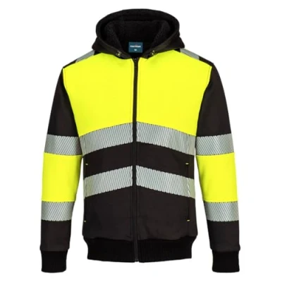 Image of Portwest PW3 Zipped Class 1 Winter Hoodie Yellow/Black 4XL