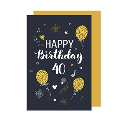 Image of Edition Seidel Premium 40th Birthday Card with Envelope Greeting Billet Happy Man Woman (GZ346 40 SW023)