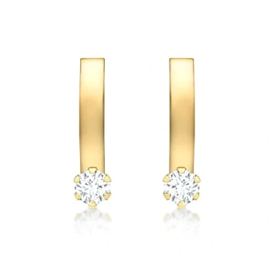 Image of Carissima Gold Women&#039;s 9 ct Yellow Cubic Zirconia Small Curved Band Earrings