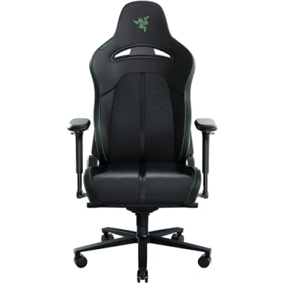 Image of Razer Enki Gaming chair with Integrated Lumbar Support (Desk/Office Chair, Multi Layer Synthetic Leather, Foam Padding, Head Cushion, Height Adjustable) Green