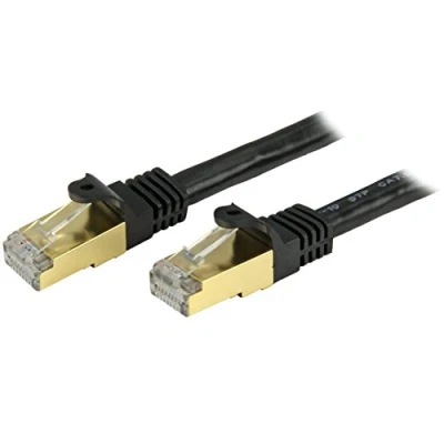 Image of StarTech.com 25ft CAT6a Ethernet Cable 10 Gigabit Shielded Snagless RJ45 100W PoE Patch Cord 10GbE STP Network w/Strain Relief Black Fluke Tested/Wiring is UL Certified/TIA (C6ASPAT25BK)