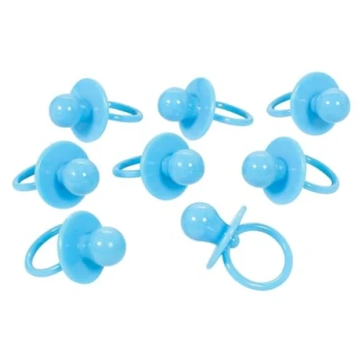 Image of Amscan 380103 3.5 x 6 cm Blue Pacifier Charms Pack of 8