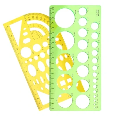 Image of Circle Stencil Drawing Plastic Stencils Template Geometric Rulers Measuring Round Hole Ruler Tool for Painting Studying Designing Office