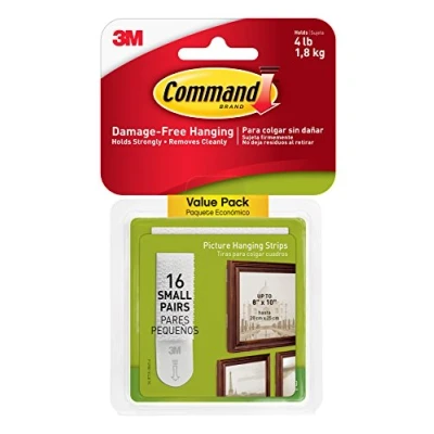 Image of Command 17205 16ES 3M Small Picture Hanging Strips Create Gallery Walls, Strong and Versatile, White, 16 Pairs